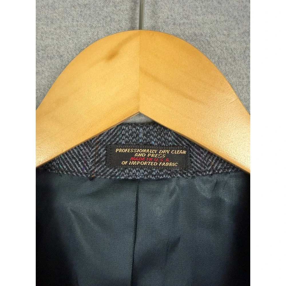 Vintage Bespoke‎ Mens Grey Herringbone Tweed Blazer Sport Coat Made in USA Eli
